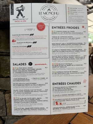 Menu photo 1 Le Monchu Chamonix Mont Blanc, 74 Menu photo 1 Le Monchu Chamonix Mont Blanc, 74