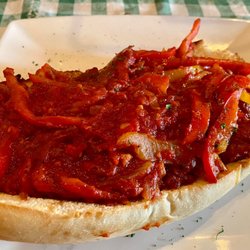 New York Pizza Department - Vegan sausage and pepper sandwich