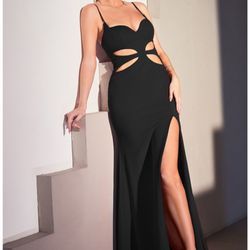 Sparkly Gowns - Sexy cutoff black tie dress