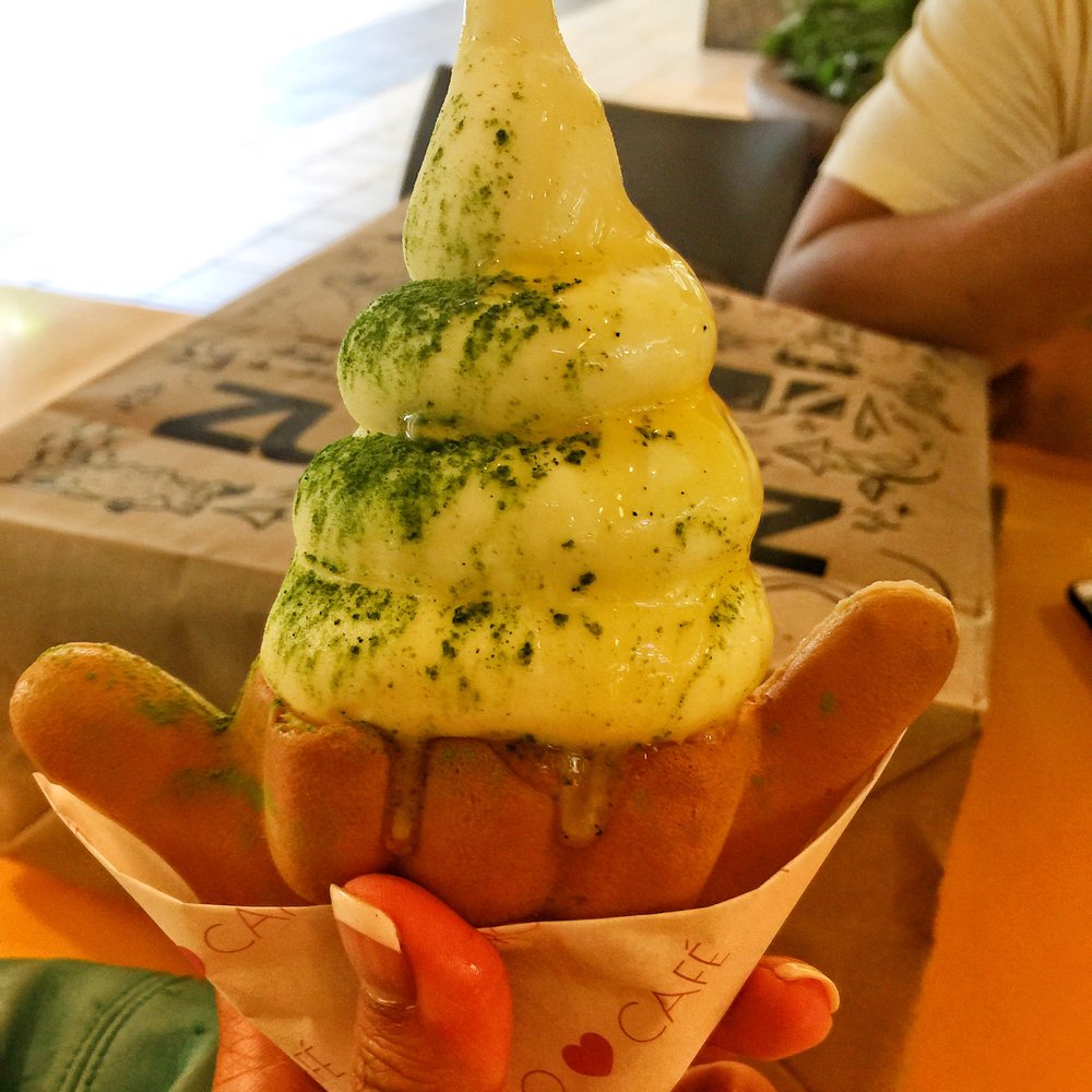 Kokoro Cafe - Shaka-Boom: Dole Whip flavor with matcha. - Desserts Near Me - Honolulu, Hawaii Kokoro Cafe - Shaka-Boom: Dole Whip flavor with matcha. - Desserts Near Me - Honolulu, Hawaii