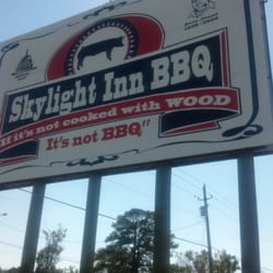 Skylight Inn BBQ - Road sign. Fyi google maps gets you lost.