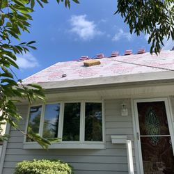 Christian Construction - The old roof gone, new plywood, freeze barrier, underlayment, roof shingles', the works!