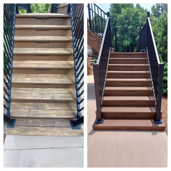 Baldwin Home Solutions - Before and After - Wood Deck Stairs Washed and Sealed. - Pressure Washers Near Me Baldwin Home Solutions - Before and After - Wood Deck Stairs Washed and Sealed. - Pressure Washers Near Me