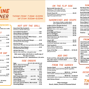 Sunshine Diner - the menu for the restaurant - Diners Near Me - Owen Sound, Ontario Sunshine Diner - the menu for the restaurant - Diners Near Me - Owen Sound, Ontario