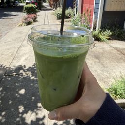 Iced matcha latte with whole milk Iced matcha latte with whole milk