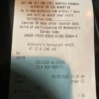 McDonald's - Wish it had the cashiers name - Fast Food Near Me - Hillside, New Jersey