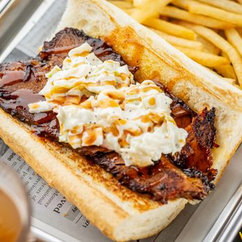 Steamers - Tenderful chopped beef on garlic toasted French bread, topped with BBQ sauce & creamy coleslaw - Hot Dogs Near Me - Winfield, Illinois Steamers - Tenderful chopped beef on garlic toasted French bread, topped with BBQ sauce & creamy coleslaw - Hot Dogs Near Me - Winfield, Illinois
