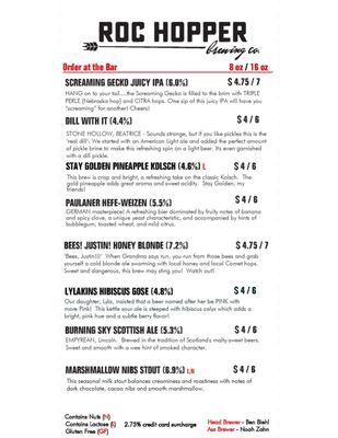 Menu photo 1 Roc Hopper Brewing Company  Syracuse, NE
