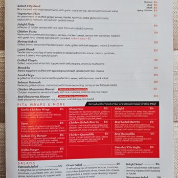 Kabab City - Menu page 3 - Plates/ Pita Wraps/ Salads - Mediterranean Near Me - Hanford, California