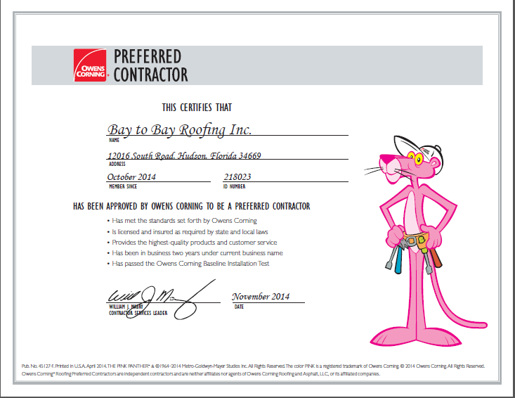 Slide of Bay to Bay Roofing