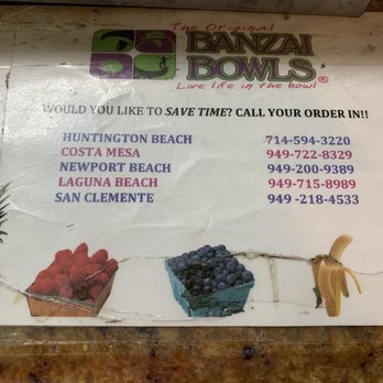 Banzai Bowls - Call ahead of time. Took 25 mins for my Maui Sunrise Online order 9.07.19 - Juice Bars & Smoothies Near Me - Costa Mesa, California Banzai Bowls - Call ahead of time. Took 25 mins for my Maui Sunrise Online order 9.07.19 - Juice Bars & Smoothies Near Me - Costa Mesa, California