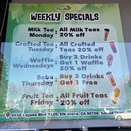 Weekly Specials Menu