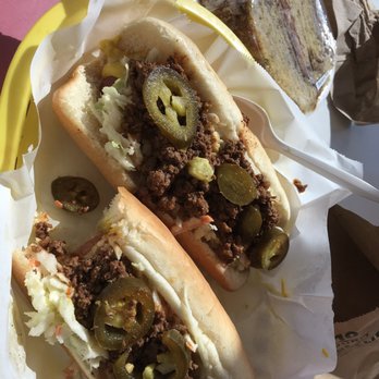 Jimmy's Famous Hot Dogs - Chili dog with mustard slaw and jalapeño - Hot Dogs Near Me - Durham, North Carolina