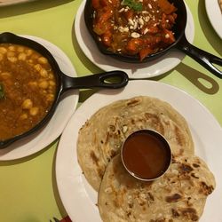 Chennai Masala Dosa - Cheese Parotta, Chana masala, dragon chicken