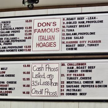 Don's Famous Hoagies - Menu as of 9/18/23 - Sandwiches Near Me - Melbourne, Florida