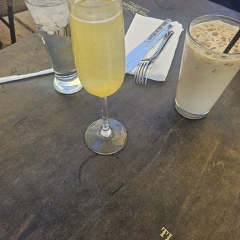 The Parlour - Peach mimosa and iced latte - Breakfast & Brunch Near Me - Henderson, Nevada