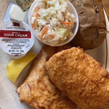 Cozy Inn - 2 piece whitefish dinner. I chose baked potato but there are other options. - Dive Bars Near Me - Brimley, Michigan