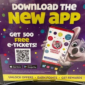 Chuck E. Cheese - download the app for 500 points - Pizza Near Me - Alpharetta, Georgia Chuck E. Cheese - download the app for 500 points - Pizza Near Me - Alpharetta, Georgia