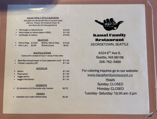 Menu photo 6 Kauai Family Restaurant Seattle, WA Menu photo 6 Kauai Family Restaurant Seattle, WA