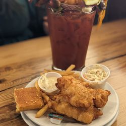 Ope Haus Pub - Fish fry and the Uff-Da Bloody Mary (it's huge!).
