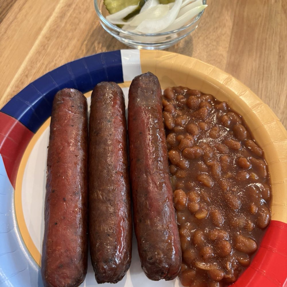 Alzer's BBQ - Lamb Sausage and BBQ Beans - Slap Yo Momma Good - Barbeque Near Me - Cedar Park, Texas Alzer's BBQ - Lamb Sausage and BBQ Beans - Slap Yo Momma Good - Barbeque Near Me - Cedar Park, Texas
