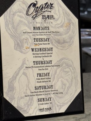 Menu photo 4 Oyster Bar Las Vegas, NV