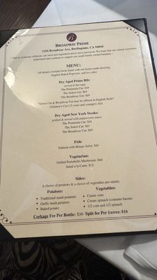 Menu photo 6 Broadway Prime Burlingame, CA Menu photo 6 Broadway Prime Burlingame, CA