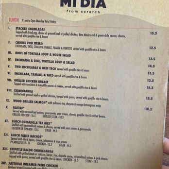 Mi Dia From Scratch - Menu (Jan 2026) - Mexican Near Me - Grapevine, Texas
