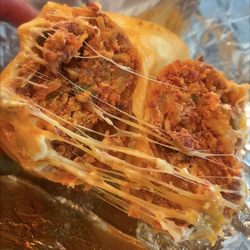Beef chorizo breakfast burrito. BOMB! Their salsa was fire. First visit, won't be my last!