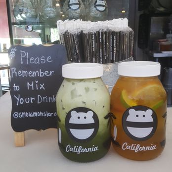 Mini Monster Cafe - Raspberry Matcha Tea & Sunrise Passion Fruit Tea - Bubble Tea Near Me - Anaheim, California