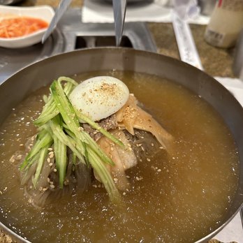 Gam Ja Chon - Cold noodles before the lady cut into them - Korean Near Me - Rowland Heights, California