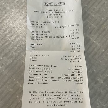 Tony Luke’s - What I was charged and by who. - Cheesesteaks Near Me - Philadelphia, Pennsylvania Tony Luke’s - What I was charged and by who. - Cheesesteaks Near Me - Philadelphia, Pennsylvania