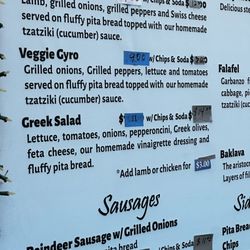 Zorba's Gyros - Greek salad is now $13. To add lamb or chicken is now $4 more