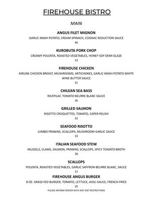 Menu photo 2 Firehouse Bistro Woodside, CA