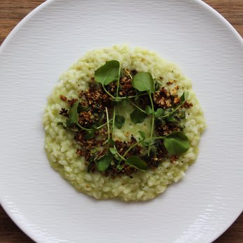 Michael Hauschild Personal Chef - Parmesan and Watercress Risotto, Watercress, Charred Cauliflower and Pistachio crumble, Leek confit - Personal Chefs Near Me Michael Hauschild Personal Chef - Parmesan and Watercress Risotto, Watercress, Charred Cauliflower and Pistachio crumble, Leek confit - Personal Chefs Near Me