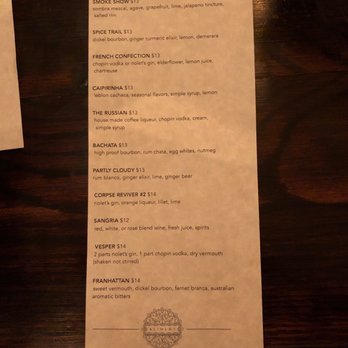 Aliment - Cocktail menu - New American Near Me - San Francisco, California