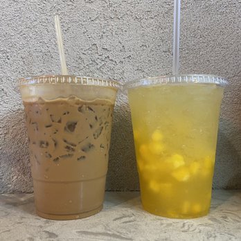 Sit lo Saigon - Coconut cafe sua da (left) Mango limeade (right) - Vietnamese Near Me - Elk Grove, California Sit lo Saigon - Coconut cafe sua da (left) Mango limeade (right) - Vietnamese Near Me - Elk Grove, California