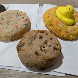 Peeps, chocolate chip, confetti, triple chocolate