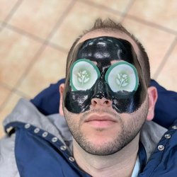 Alex Barber Shop VIP - Facial scrub black mask with organic green tea infused cucumber. Looking Good is Feeling Fresh...