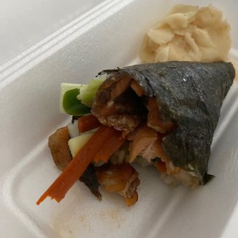 Tappi Diner - Salmon skin hand roll. Too much sauce. - Sushi Bars Near Me - San Diego, California Tappi Diner - Salmon skin hand roll. Too much sauce. - Sushi Bars Near Me - San Diego, California