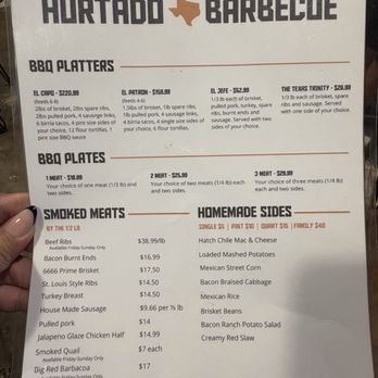 Hurtado Barbecue - menu - Barbeque Near Me - Arlington, Texas Hurtado Barbecue - menu - Barbeque Near Me - Arlington, Texas
