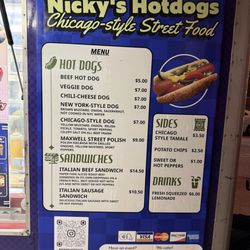 Nicky’s Hotdogs - Menu