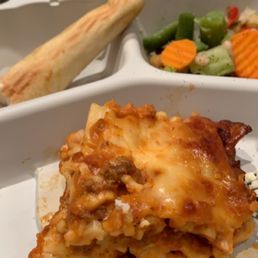 Beef Lasagna - veggies - bread stick