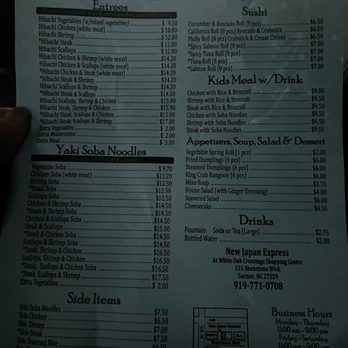 New Japan Express - Menu - Japanese Near Me - Garner, North Carolina