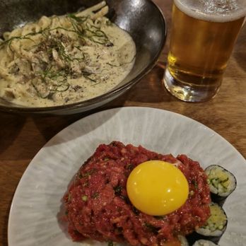 Bistro Mujae - Perilla Cream Kalguksu and Salted Octopus Beef Tartare - Korean Near Me - North York, Ontario