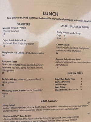 Menu photo 5 Cafe Cruz Soquel, CA