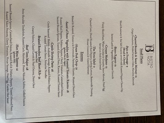 Menu photo 6 Bistro Nota Fort Wayne, IN