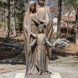 Good Shepherd Catholic Church - Holy family statue by the walkway to the columbarium