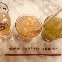 Brazilian craft beer "chopp", fresh cashew caipvodka and passion fruit caipvodka.