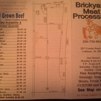 Brickyard Meat Processing - Menu 1 - Meat Shops Near Me - Cullman, Alabama